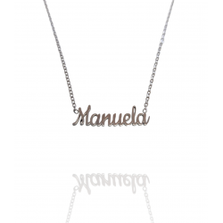 Collar con nombre de Manuela en Acero Hipoalergénico 316l