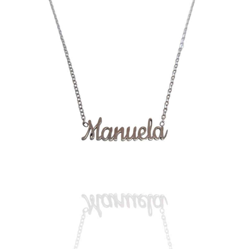 Collar con nombre de Manuela en Acero Hipoalergénico 316l