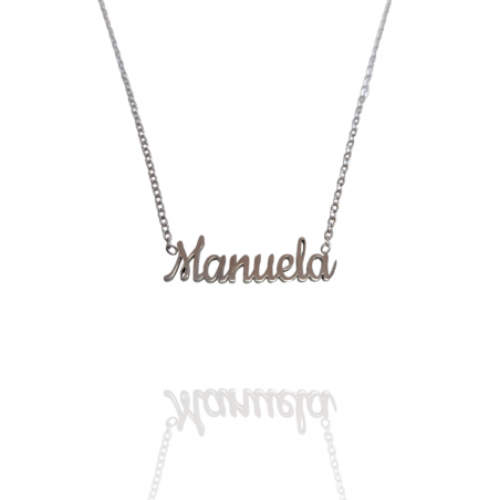 Collar con nombre de Manuela en Acero Hipoalergénico 316l