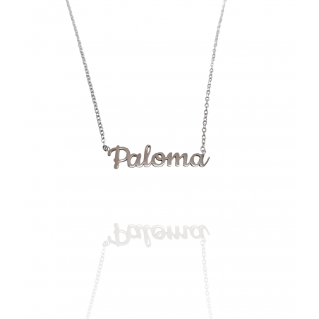 Collar con nombre de Paloma en Acero Hipoalergénico 316l