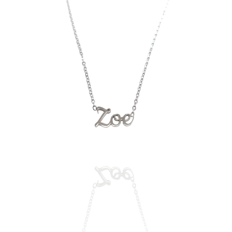 Collar con nombre de Zoe en Acero Hipoalergénico 316l