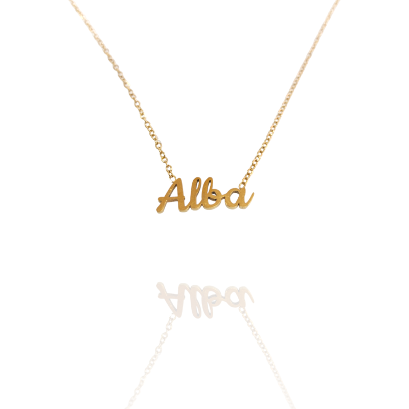 Collar con nombre de Alba en Acero Hipoalergénico 316l