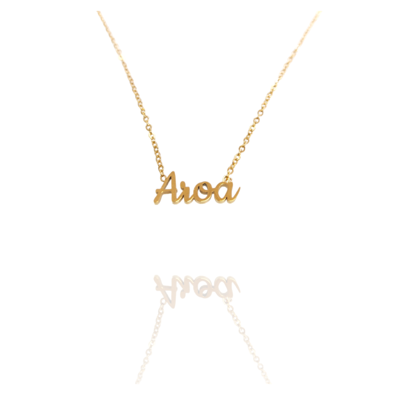Collar con nombre de Aroa  en Acero Hipoalergénico 316l