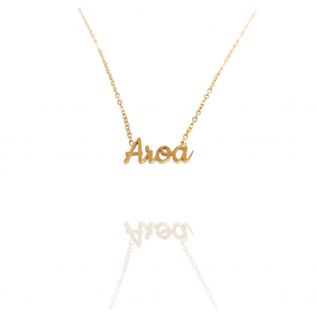 Collar con nombre de Aroa  en Acero Hipoalergénico 316l