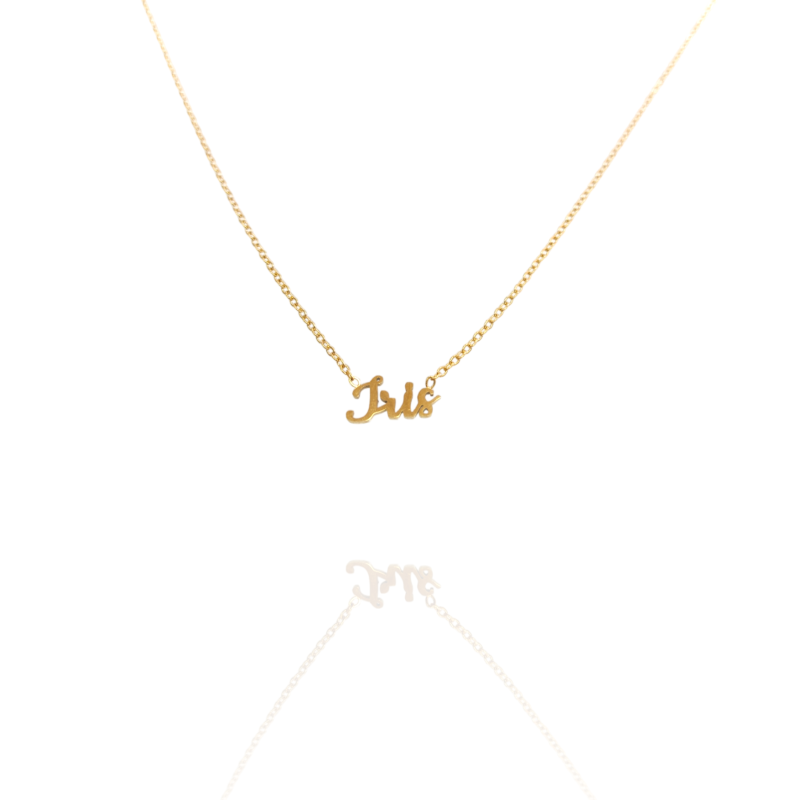Collar con nombre de Iris en Acero Hipoalergénico 316l