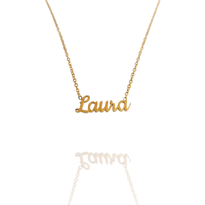 Collar con nombre de Laura en Acero Hipoalergénico 316l