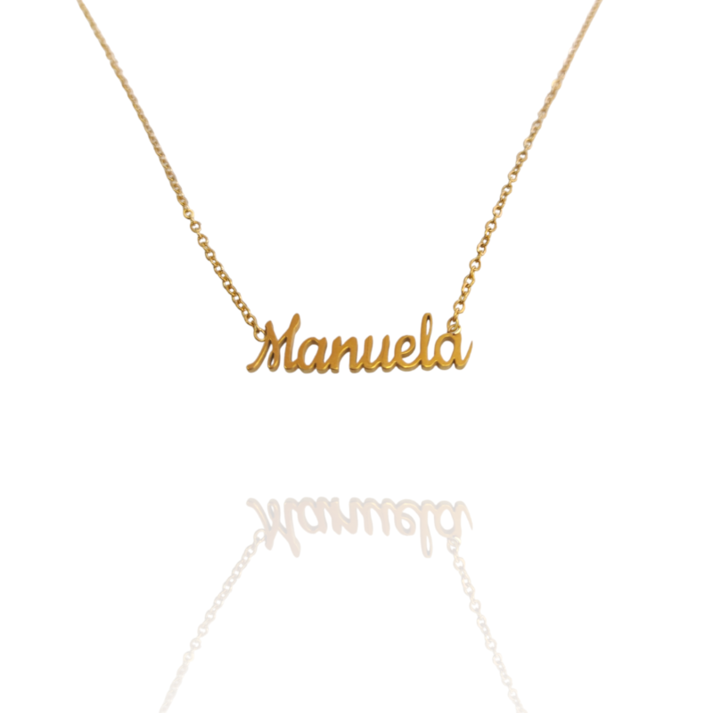 Collar con nombre de Manuela en Acero Hipoalergénico 316l