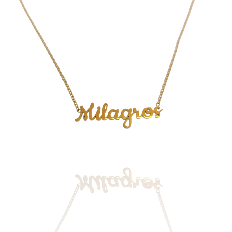 Collar con nombre de Milagros en Acero Hipoalergénico 316l