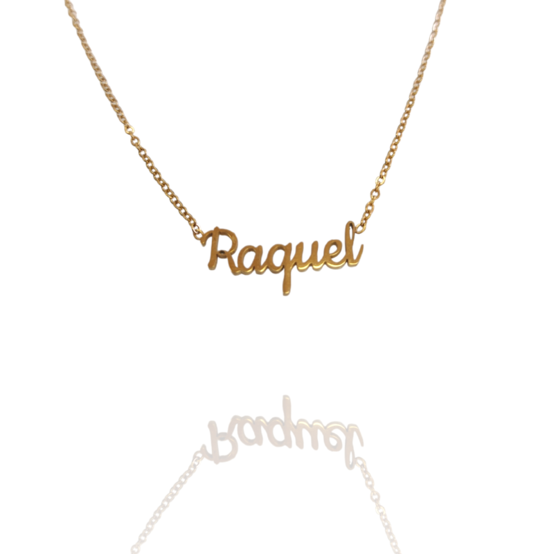 Collar con nombre de Raquel en Acero Hipoalergénico 316l