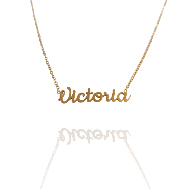Collar con nombre de Victoria en Acero Hipoalergénico 316l