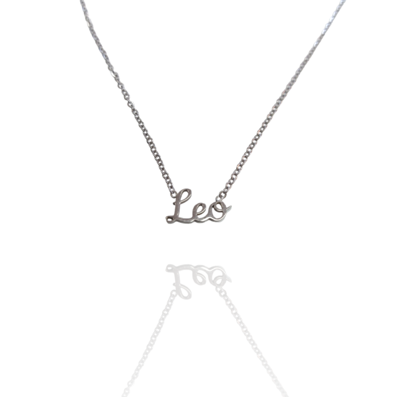 Collar con nombre de Leo en Acero Hipoalergénico 316l