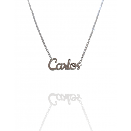 Collar con nombre de Carlos en Acero Hipoalergénico 316l