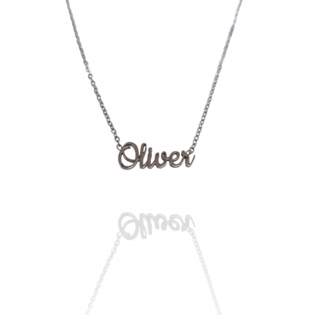 Collar con nombre de Óliver en Acero Hipoalergénico 316l