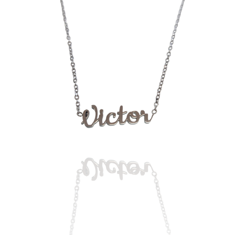 Collar con nombre de Víctor en Acero Hipoalergénico 316l
