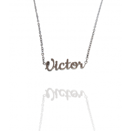 Collar con nombre de Víctor en Acero Hipoalergénico 316l