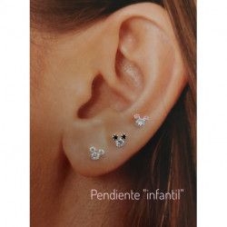 Pendiente Infantil Circonitas Multicolor Color en Plata de Ley 925mls