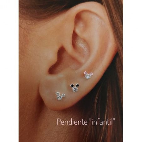 Pendiente Infantil Circonitas Multicolor Color en Plata de Ley 925mls