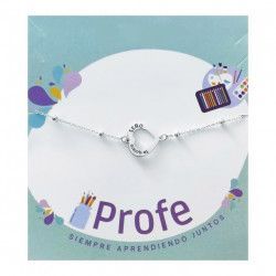 Pulsera para Seño con Corazón Calado con mensaje en Plata de Ley 925