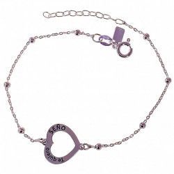 Pulsera para Seño con Corazón Calado con mensaje en Plata de Ley 925