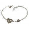 Pulsera para Seño en Corazón con Circonita en Plata de Ley 925mls
