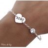 Pulsera para Seño en Corazón con Circonita en Plata de Ley 925mls
