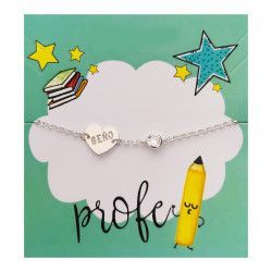 Pulsera para Seño en Corazón con Circonita en Plata de Ley 925mls