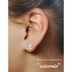 Pendiente Infantil de Unicornio en Plata de Ley 925mls