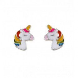 Pendiente Infantil de Unicornio en Plata de Ley 925mls