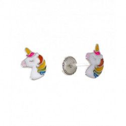 Pendiente Infantil de Unicornio en Plata de Ley 925mls