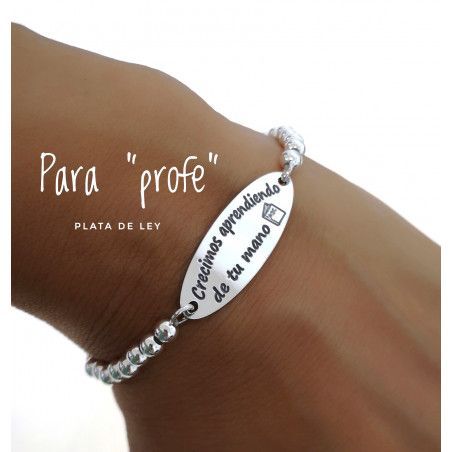 Pulsera para Seño con Mensaje en Plata de Ley 925mls