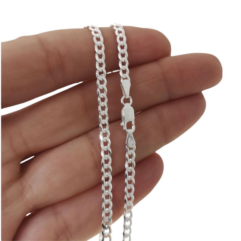 Cadena 50cm Barbada en Plata de Ley 925mls