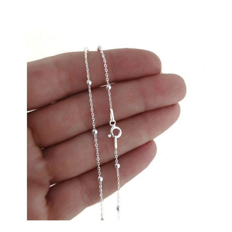 Cadena 50cm Forzada Combinada con Bolitas en Plata de Ley 925mls