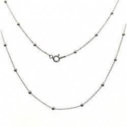 Cadena 50cm Forzada Combinada con Bolitas en Plata de Ley 925mls