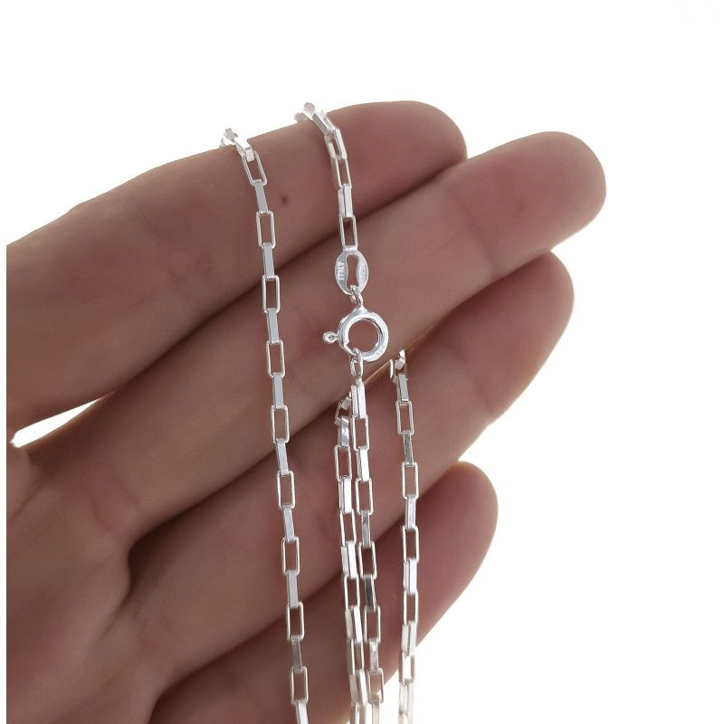 Cadena 60cm Forzada Alargada en Plata de Ley 925mls