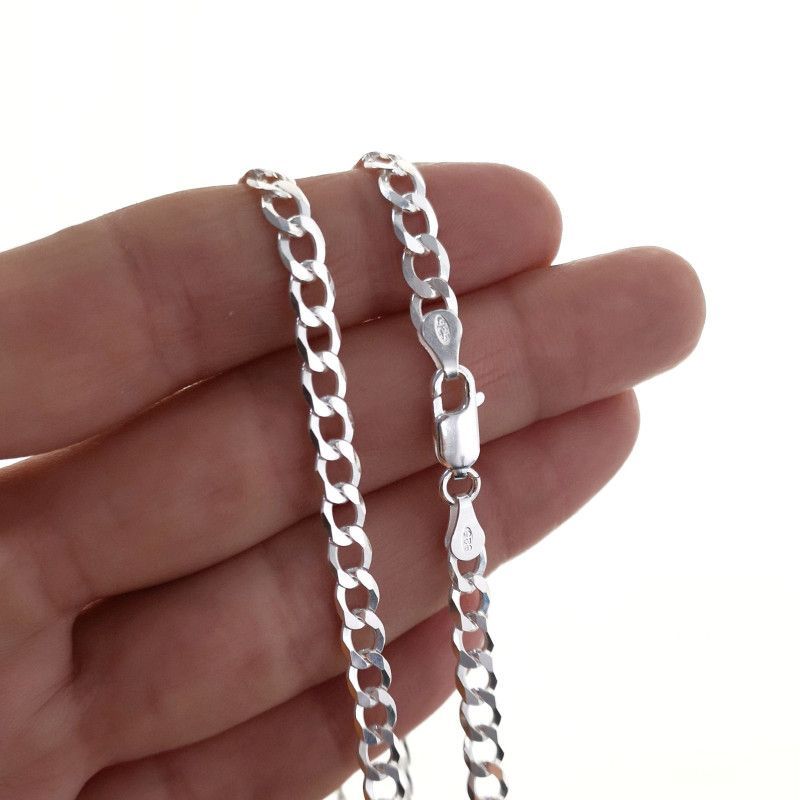 Cadena 60cm Barbada en Plata de Ley 925mls