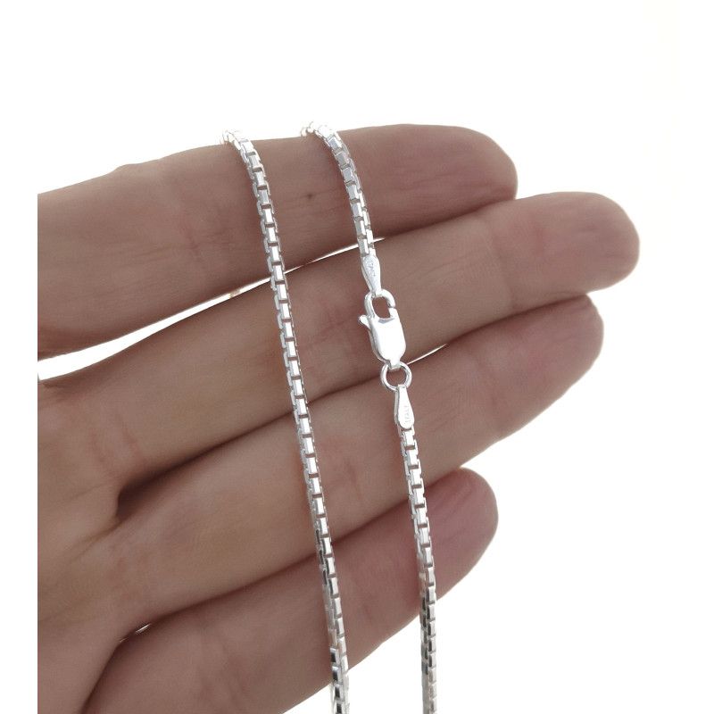 Cadena 60cm Veneciana Cuadrada en Plata de Ley 925mls
