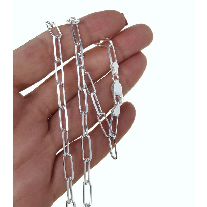 Cadena 60cm Forzada Alargada en Plata de Ley 925mls
