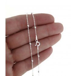 Cadena 40cm Forzada Combinada de Bolitas en Plata de Ley 925mls
