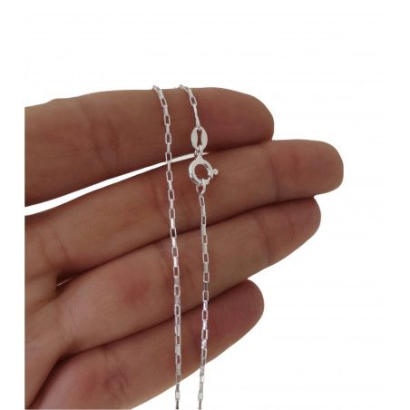 Cadena 40cm Forzada Cuadrada Alargada en Plata de Ley 925mls