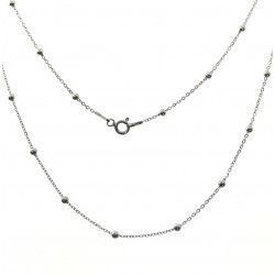 Cadena 45cm Forzada Combinada de Bolitas en Plata de Ley 925mls