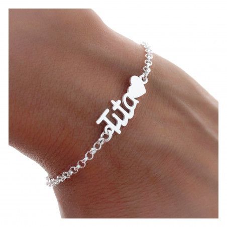 Pulsera de Tita con Corazón en Plata de Ley 925mls