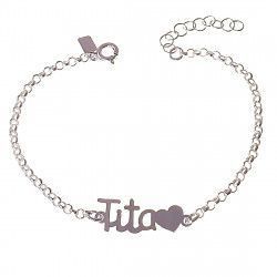 Pulsera de Tita con Corazón en Plata de Ley 925mls