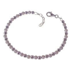 Pulsera de Bolas Lisas y Caladas de 4mm en Plata de Ley 925mls