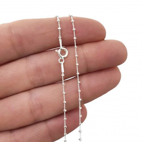 Cadena 40cm Barbada Combinada de Cuadrados Tallados en Plata 925mls