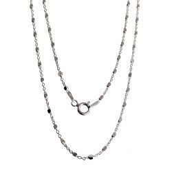 Cadena 45cm Forzada Combinada de Cuadrados en Plata de Ley 925mls