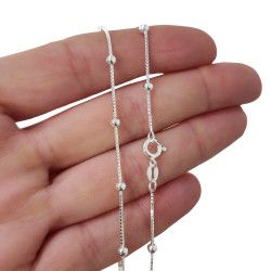 Cadena 45cm Veneciana Combinada de Bolitas en Plata de Ley 925mls