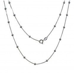 Cadena 45cm Veneciana Combinada de Bolitas en Plata de Ley 925mls