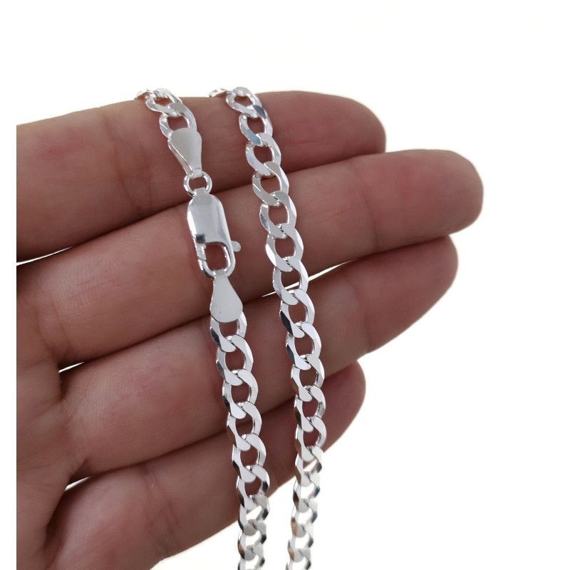 Cadena 50cm Barbada en Plata de Ley 925mls