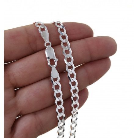 Cadena 50cm Barbada en Plata de Ley 925mls