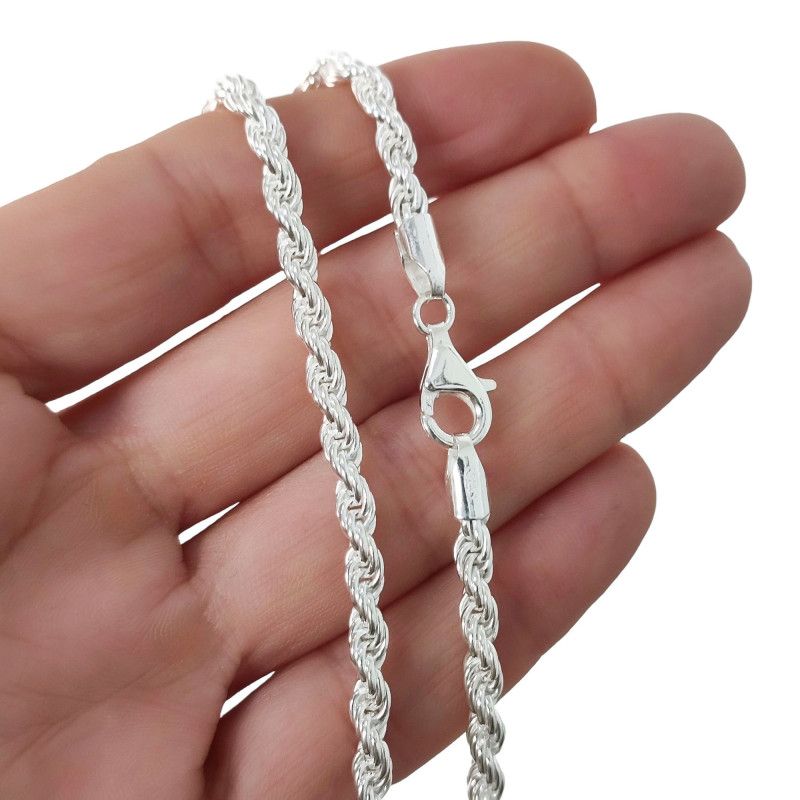 Cadena 60cm Cordón en Plata de Ley 925mls